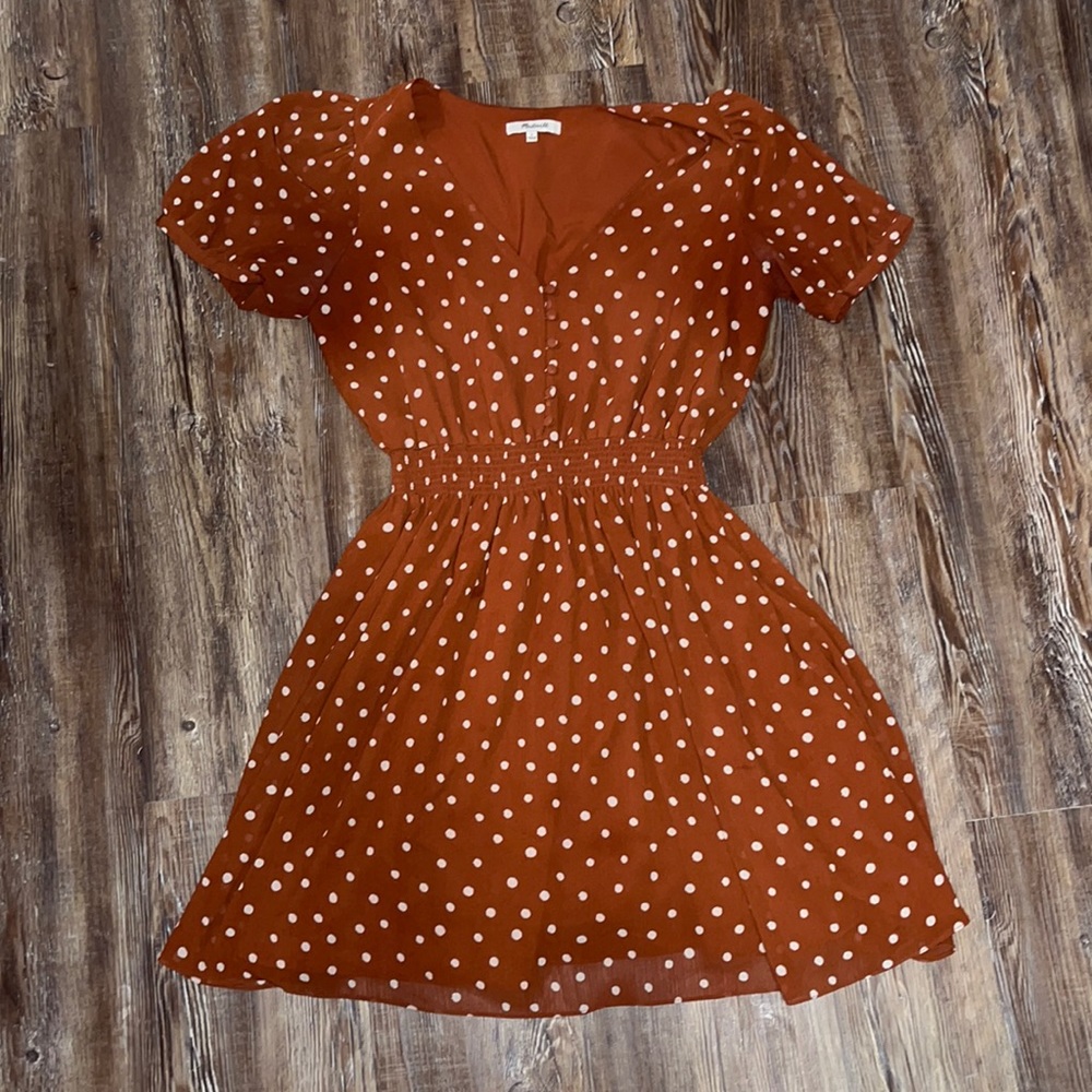 Madewell Rust Polka Dot Dress